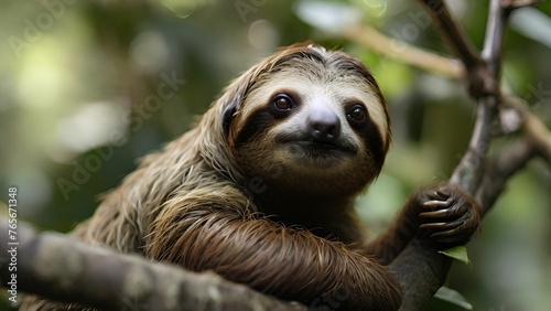 Close up of a sloth on a tree