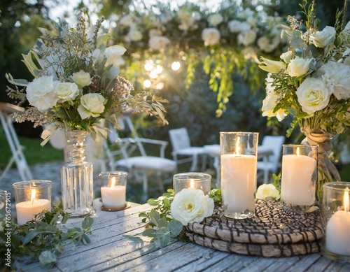 Wystrój dekoracje ślubne w ogrodzie