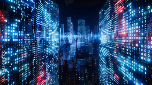 Wallpaper Mural Skyline of a futuristic city integrated with digital networks, symbolizing the intersection of architecture and cutting-edge technology in urban planning Torontodigital.ca