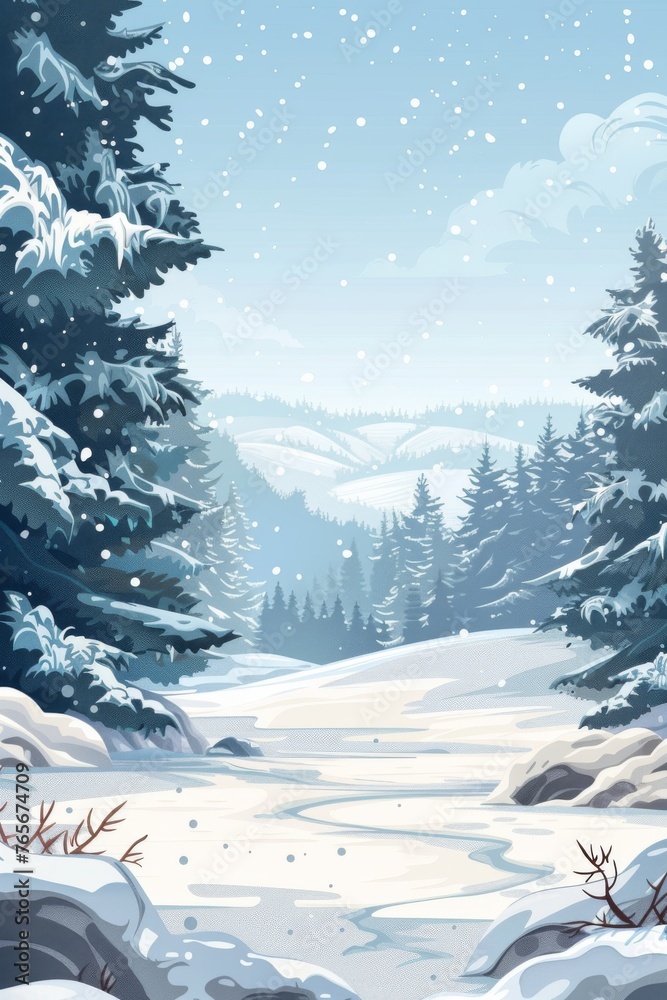 Winter Style Vector Illustration Border Banner Art Background with Empty Copy Space created with Generative AI Technology