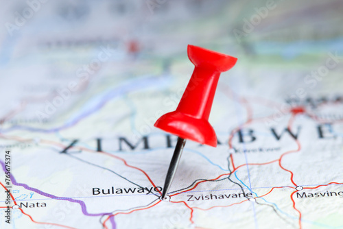 Bulawayo , Zimbabwe pin on map photo