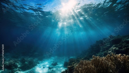 Underwater Ocean - Blue Abyss With Sunlight - Diving And Scuba Background