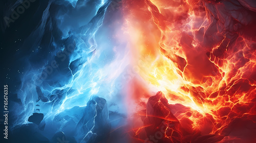 Fire and ice, heat and cold concept © jiejie