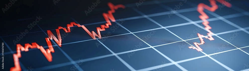 A close-up of a graph depicting a sharp decline, symbolizing the sudden onset of a financial crisis and its impact on markets - obrazy, fototapety, plakaty 