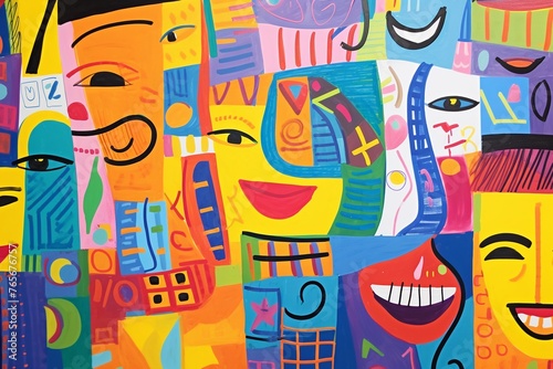 A close-up of a childs artwork, using vibrant colors to express emotions that words cannot capture