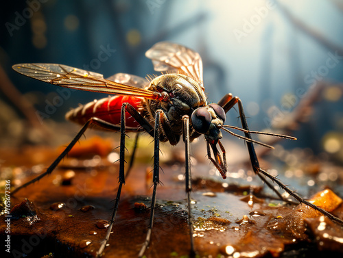 This image shows a close-up of a mosquito lying on a person's skin. The artistic style adds a unique and exciting element to photography. © Alexandr