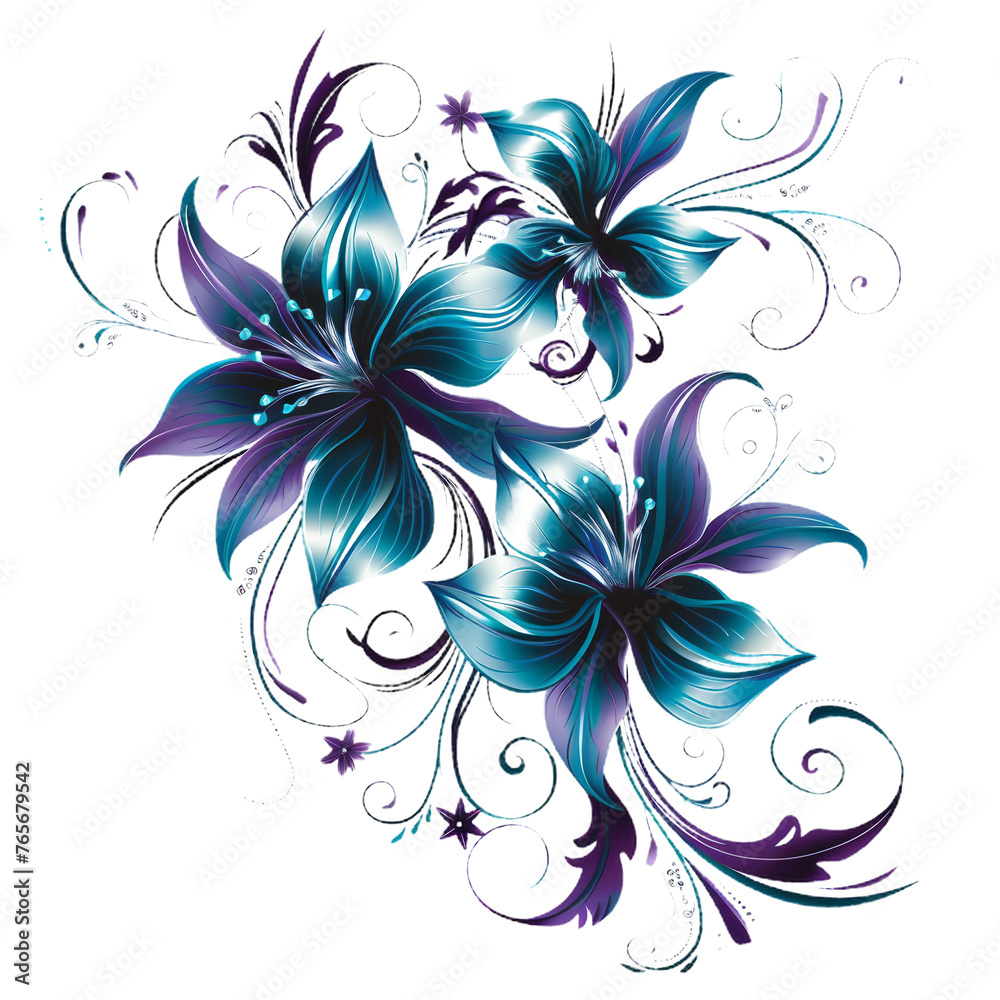 Fototapeta premium abstract floral background with butterflies