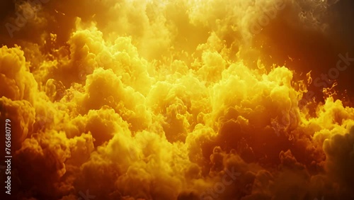 Yellow Orange mysterious fog on a black background. Ideas as a background texture or overlay. Mystery smoke. Spell or poison toxic clouds moving around smoothly 4k video  photo