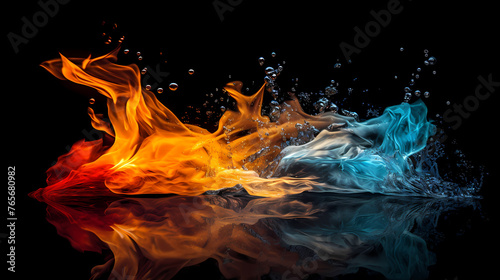 Fire and ice  heat and cold concept