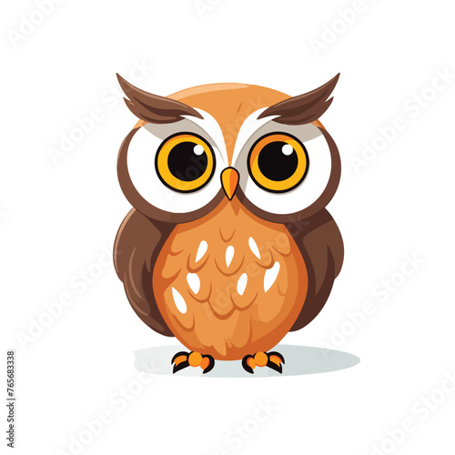 owl cartoon icon flat vector illustration isolated