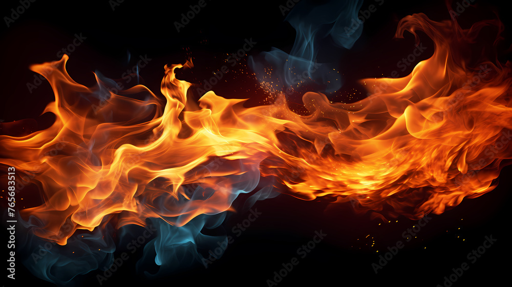 Fire and ice, heat and cold concept Fire and ice, heat and cold concept