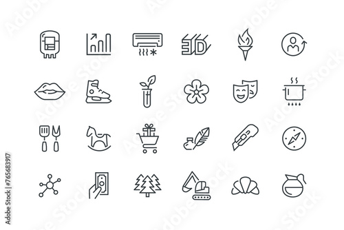 3d technology,Air conditioning,Bar graph,Blood bag,Calculator,Coffee pot,Compass navigation,Cooking pot,Croissant breakfast pastry,Cutter cut tool,Drama,set icons, vector illustration