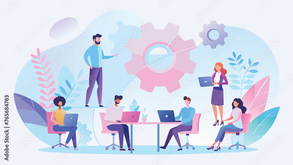 Diverse team working together in a modern office Diverse team working together in a modern office