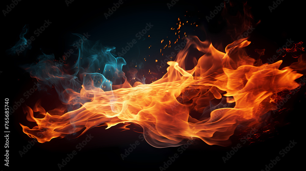 Fire and ice, heat and cold concept Fire and ice, heat and cold concept