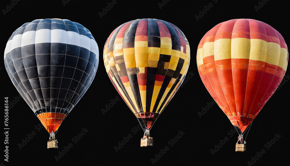 Fototapeta premium hot air balloon in flight on black background