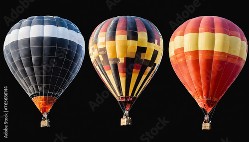 hot air balloon in flight on black background