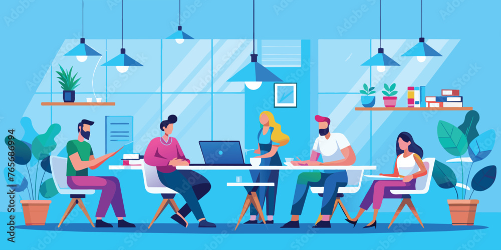 Diverse team working together in a modern office Diverse team working together in a modern office