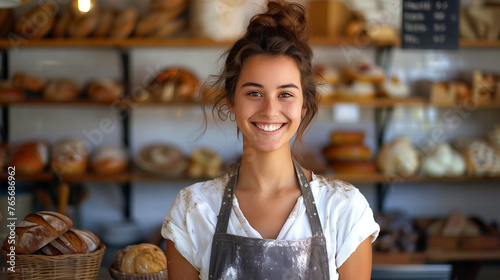 Smiling Bakery Owner with Fresh Bread