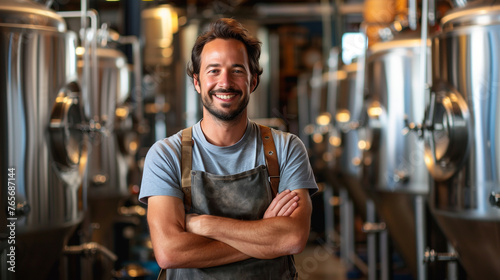 Friendly Craft Brewery Owner Standing in Brewery photo