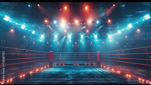 Boxing ring corner under bright arena lights