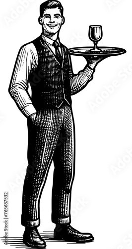 Waiter With Glass On The Tray