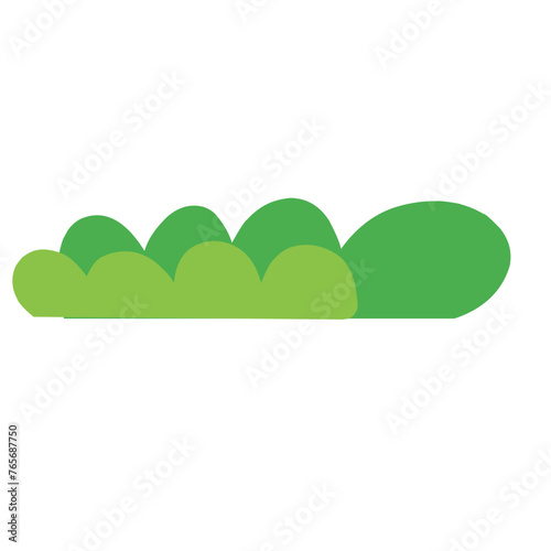Vector bush green grass ,Simple flat illustration isolated on white background.