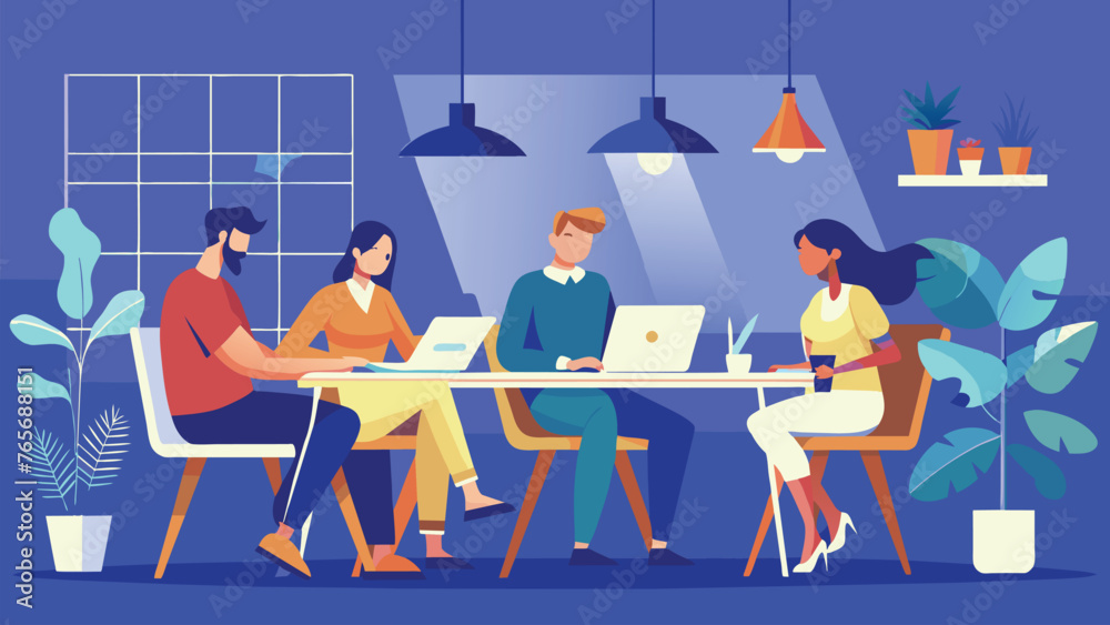 Diverse team working together in a modern office Diverse team working together in a modern office