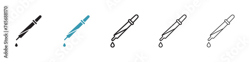 Chemistry Lab Dropper Pipette Icons. Science Experiment and Liquid Transfer Tools. photo