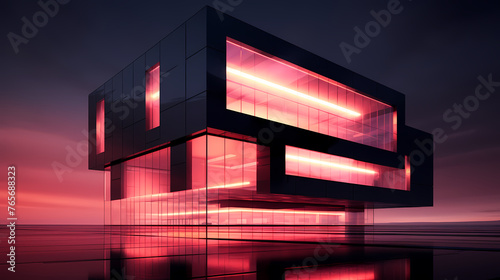 Abstract polygonal building exterior design  conceptual architectural design