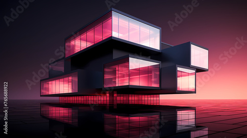 Abstract polygonal building exterior design, conceptual architectural design © Derby