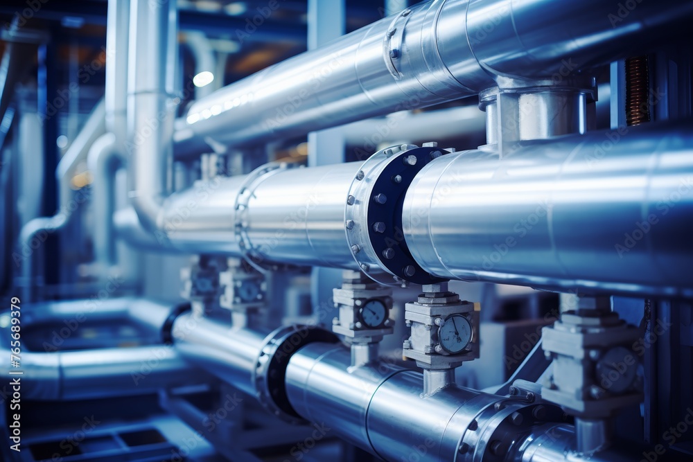 Heat exchanger tube as the centerpiece in a maze of industrial equipment and pipework Heat exchanger tube as the centerpiece in a maze of industrial equipment and pipework