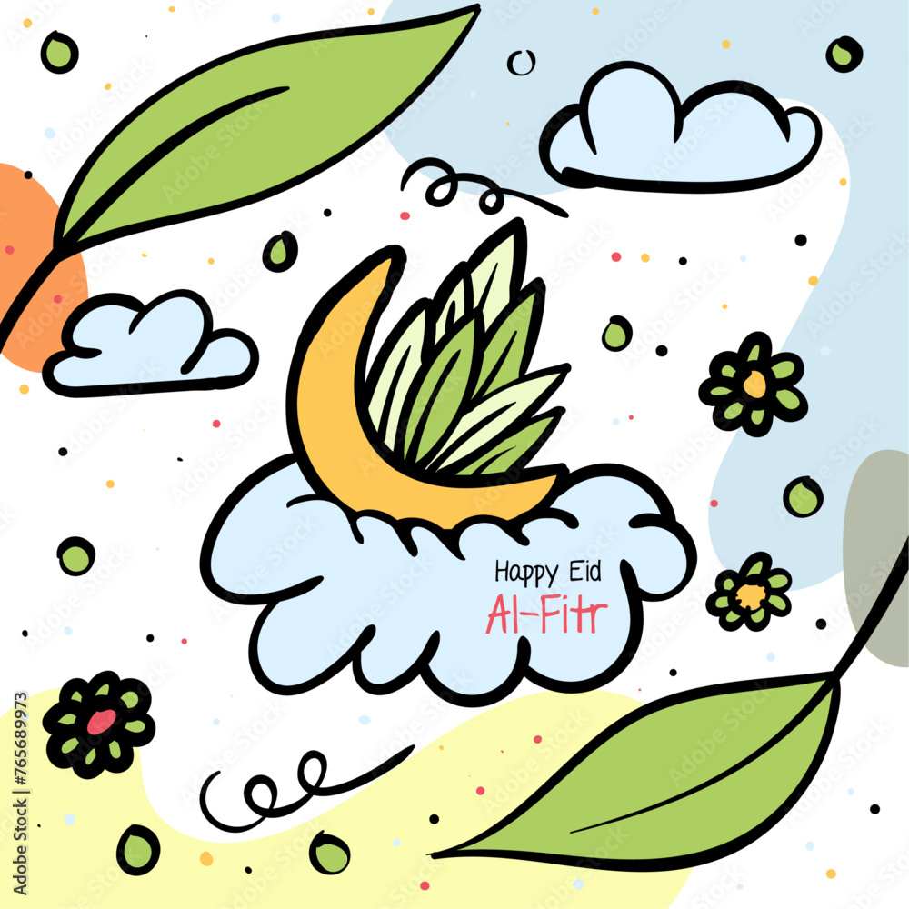 Happy eid al-fitr flower kids illustration backround. Vector illustration Happy eid al-fitr flower kids illustration backround. Vector illustration