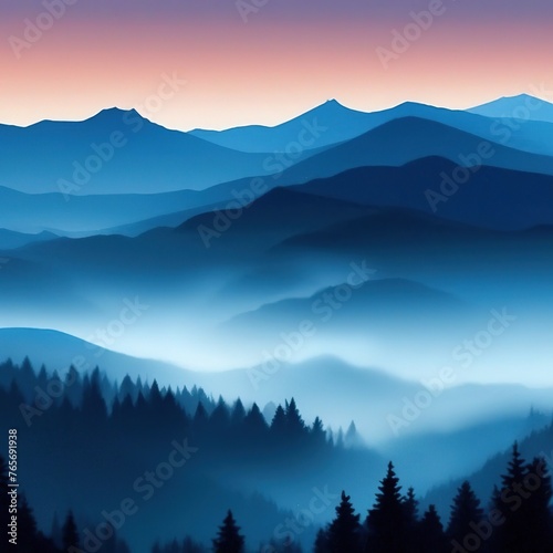 Mountain landscape. illustration in flat style. gradient color. © Ирина Самойлова