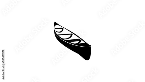 Canoe emblem , black isolated silhouette