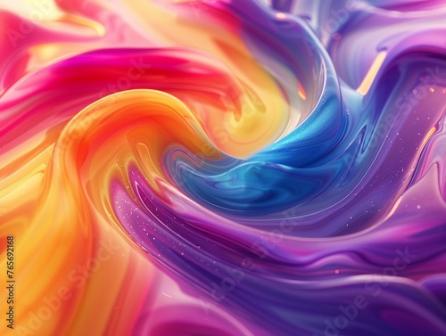 Swirling abstract colors, liquid art pattern, hypnotic effect 3DCG