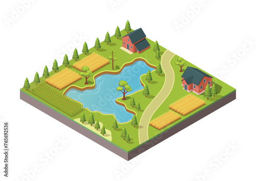 Isometric beautiful countryside