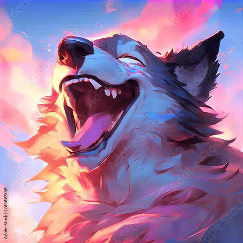 Lobo feliz ao fim da tarde