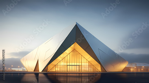 Modern abstract style cube shape building exterior