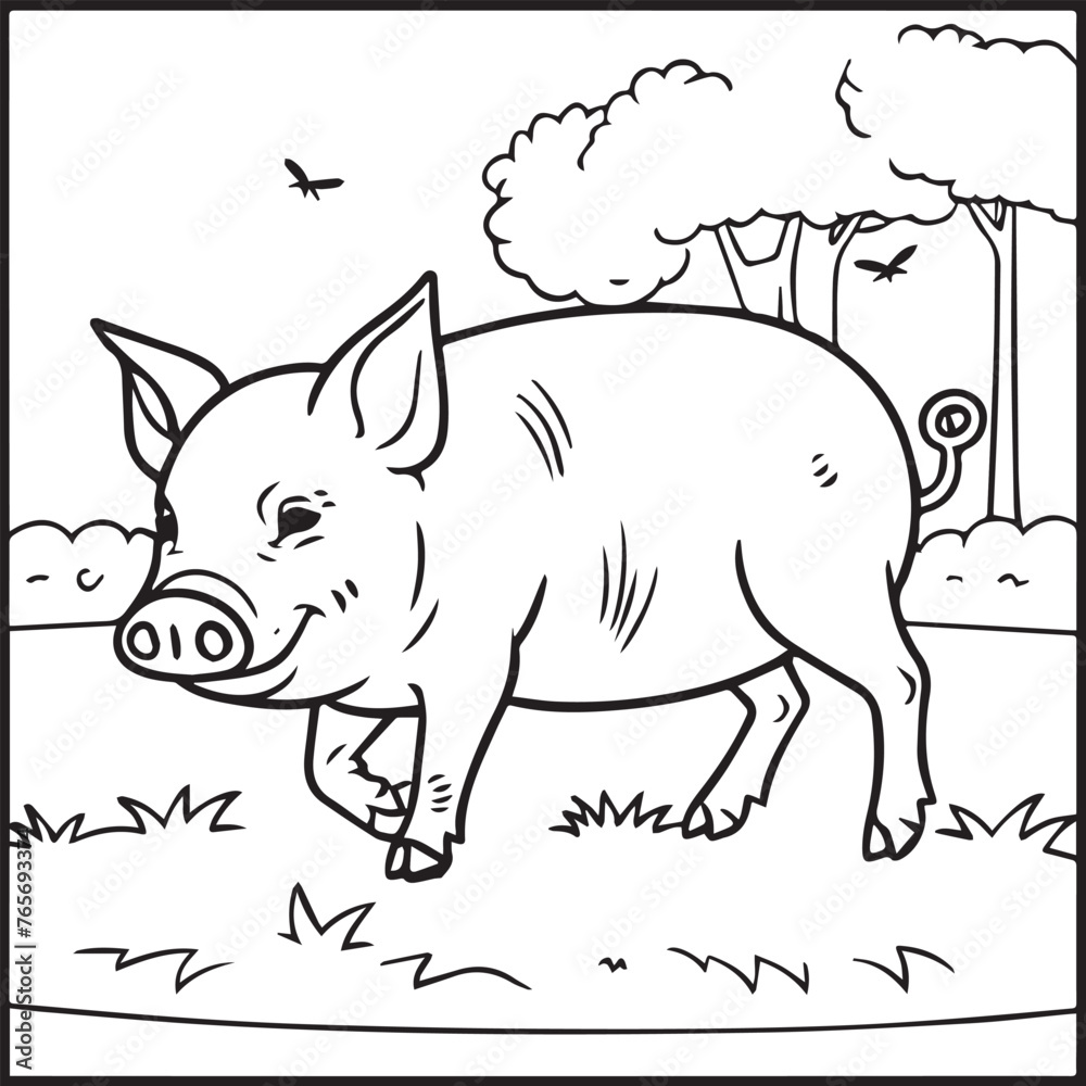 Fototapeta premium Domestic animals coloring pages. Domestic animals outline vector