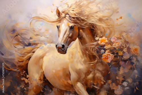 abstract artistic background with a horse, in oil paint type design © Animaflora PicsStock