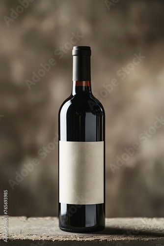 Rotweinflasche mit leerem, weißen Etikett, Weinflaschen Mockup 