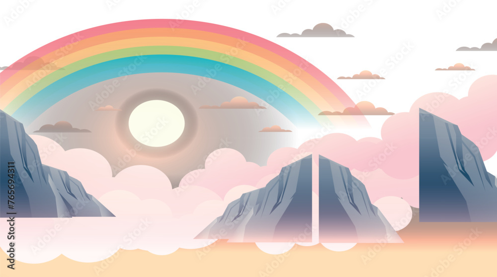 rainbow in the sky drawing 