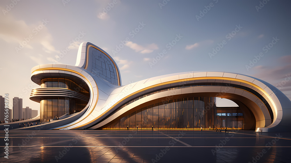 Fototapeta premium Modern abstract style cube shape building exterior