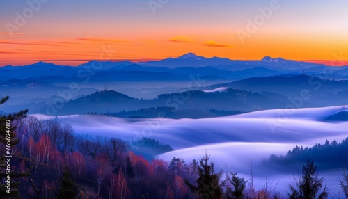 Cloud-covered Mountain Range in View © jiawei