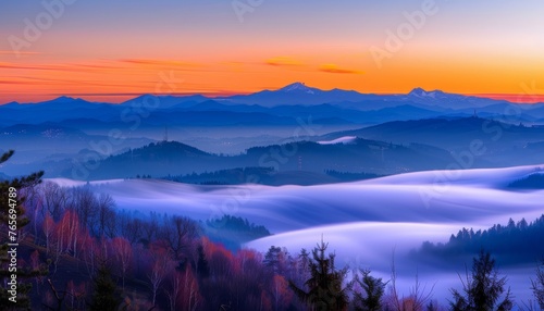 Cloud-covered Mountain Range in View