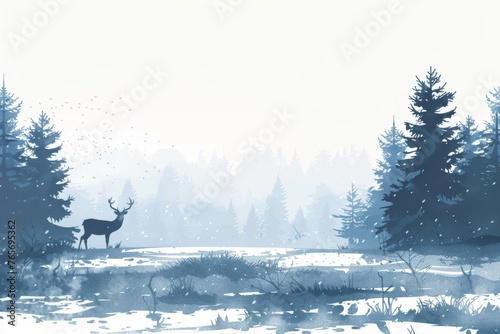 Nordic Style Vector Illustration Border Banner Art Background with Empty Copy Space created with Generative AI Technology © Sentoriak
