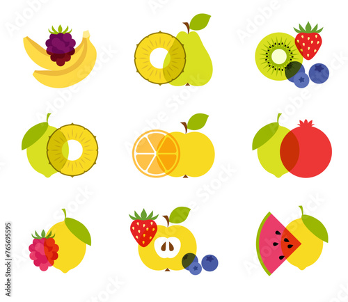 1460_Set of colorful fruit icons