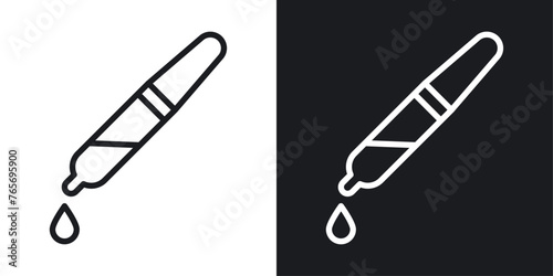 Lab Pipette and Dropper Icons. Chemical Experiment and Liquid Transfer Tools.