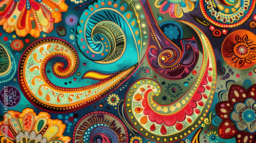 Colorful Paisley and Mandala Pattern