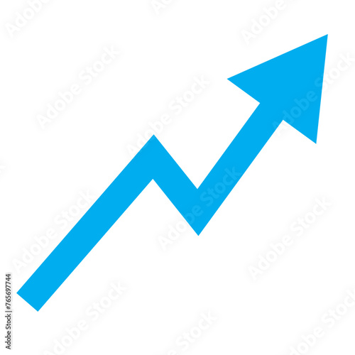 blue arrow pointing up grow business financial profit graph